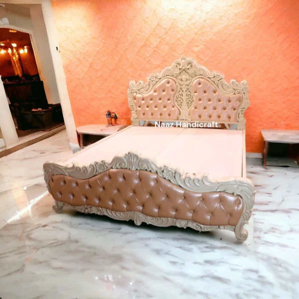 Naaz Handicraft Carved Wooden Storage Bed Elegant