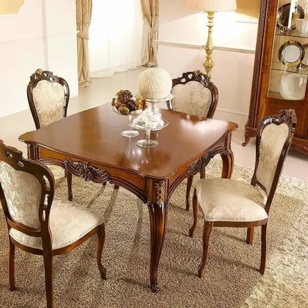 Royal Classic Wooden 4-Seater Dining Set with Elegant Design