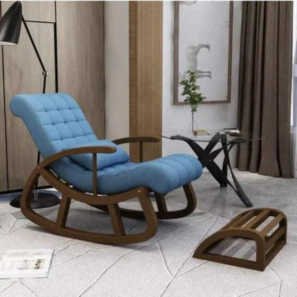 Supreme Arm Rocking Chair with Footrest – Royal Blue